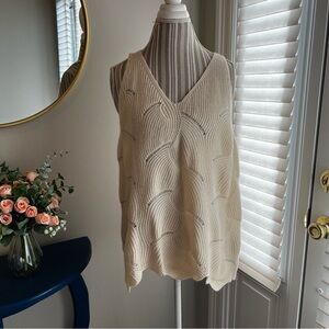 Cream Asymmetrical Sleeveless Tank Top